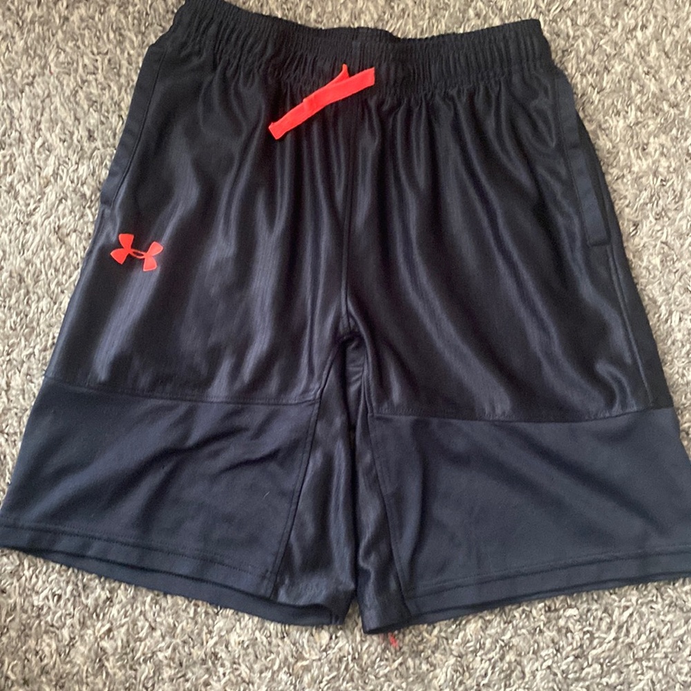 Under Armor, black shorts, kids youth large
